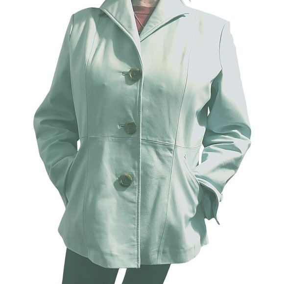 JERRY LEWIS CLASSIC LUXURIES Jackets & Blazers - JERRY LEWIS CLASSIC LUXURIES SKY BLUE LEATHER JACKET SIZE LARGE